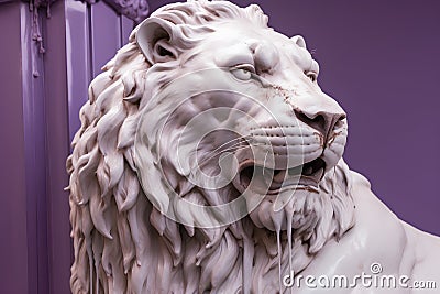 Lion statue in the Museum of Natural History in Zagreb, Croatia Stock Photo