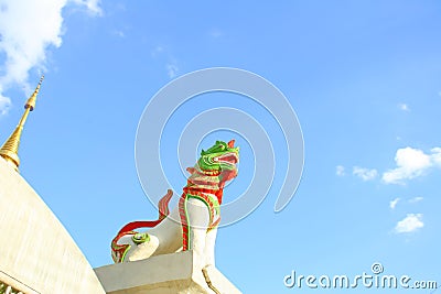 Lion Statues or Singh Statues at SanPaKoi Temple,Chiang Mai Thailand,Northern Thailand Stock Photo