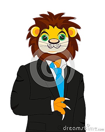 Lion in suit Vector Illustration