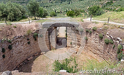 Lion Tholos tomb in ancient Mycenae, Peloponnese, Greece. Stock Photo