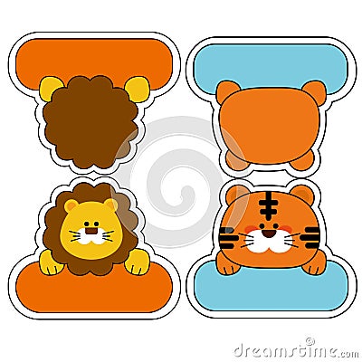 This is lion and tiger name tage. Stock Photo