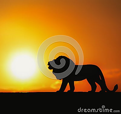 Lion toy silhouette image Stock Photo