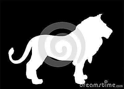 Lion vector silhouette illustration isolated on black background. Animal king. Cartoon Illustration