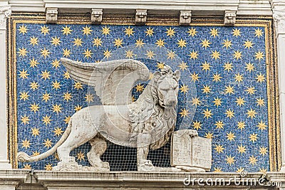 Lion at Venice clock tower. Stock Photo