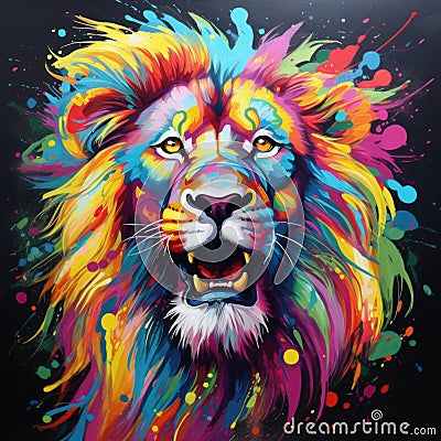 Lion Very Happy Color Full Stock Photo