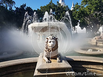 Lion water fountain in Ponce, Puerto Rico Stock Photo