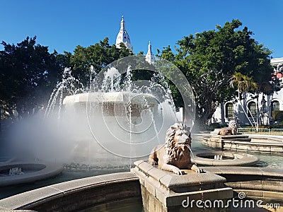 Lion water fountain in Ponce, Puerto Rico Stock Photo