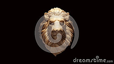 Lion White Cream Bone Color Statue Cartoon Illustration