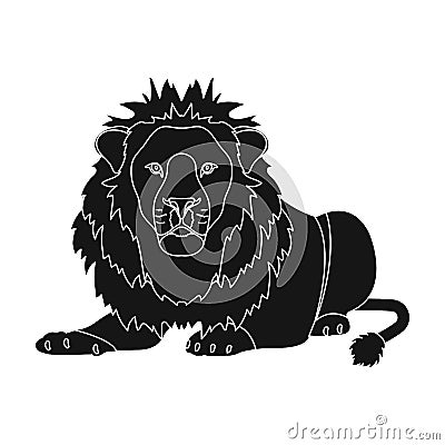 A lion, a wild and ferocious predator. Leo, the king of beasts single icon in black style vector symbol stock Vector Illustration
