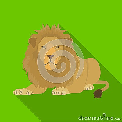 A lion, a wild and ferocious predator. Leo, the king of beasts single icon in flat style vector symbol stock Vector Illustration