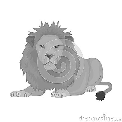 A lion, a wild and ferocious predator. Leo, the king of beasts single icon in monochrome style vector symbol stock Vector Illustration