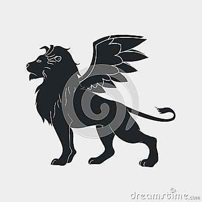 Lion with wings icon. Winged leo, logo template. Vector. Vector Illustration