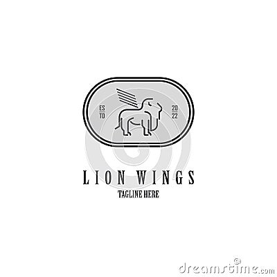 lion wings line style logo template design for brand or company and other Vector Illustration