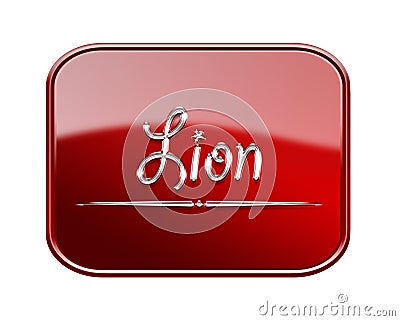 Lion zodiac icon red glossy Stock Photo