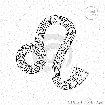 Lion zodiac sign. Vector hand drawn horoscope leo illustration. Astrological coloring page. Vector Illustration