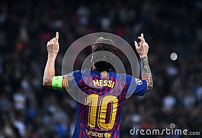 Lionel Messi goal celebration Editorial Stock Photo