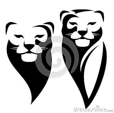 Lioness head simple black and white vector design Vector Illustration