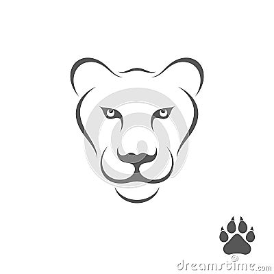 Lioness with paw print Vector Illustration