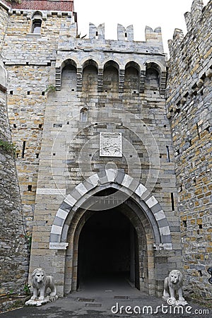 Entrance Passage, Castello D`Albertiis - Museo delle Culture del Mondo, Genoa, Italy. Stock Photo