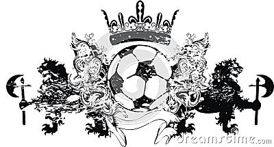 Lions Heraldic soccer crest emblem coat of arms tattoo Vector Illustration