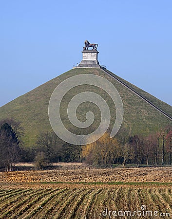 Lions Mound commemorating the Battle at Waterloo, Belgium. Stock Photo