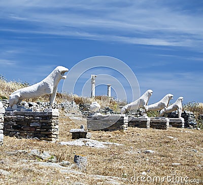 Lions Of Naxians Delos Stock Photo