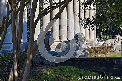 Lions in the peristyle in New Orleans City Park Stock Photo
