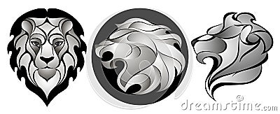 Lions set. Lion head logo. Stock vector illustration Vector Illustration