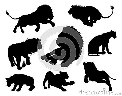 Lions Silhouettes Vector Illustration