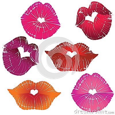 Lip print heart Vector Illustration