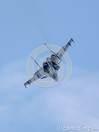 Lipetsk, Russia - July 14, 2018: Military aircraft in the sky on the day of the city of Lipetsk Editorial Stock Photo