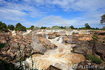 Liphi water fall or mekong river in champasak southern of laos Stock Photo