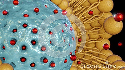 close up view of lipid bilayer-coated mesoporous silica nanoparticles Stock Photo