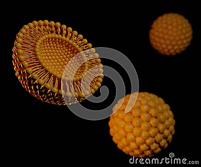 lipid bilayer forming liposome as drug delivery system in 3d Stock Photo