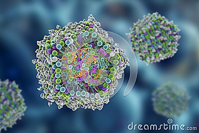 Lipid nanoparticle mRNA vaccine Cartoon Illustration