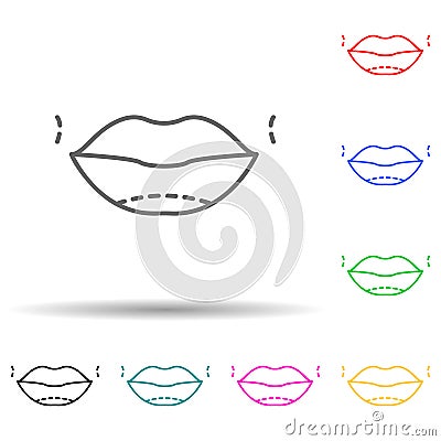 Lips botox enlarge augment multi color style icon. Simple thin line, outline vector of anti agies icons for ui and ux, website or Stock Photo