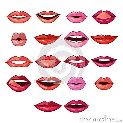 Lips Expressions and Shapes Vector Illustration