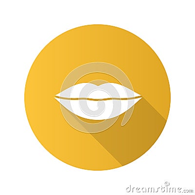 Lips flat design long shadow glyph icon Cartoon Illustration