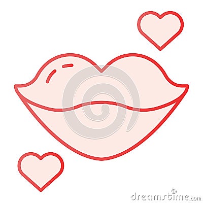 Lips flat icon. Kiss with heart pink icons in trendy flat style. Love gradient style design, designed for web and app Vector Illustration