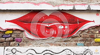 Lips graffiti Editorial Stock Photo