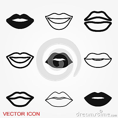 Lips icon, kiss icon, logo, illustration, sign symbol for design Stock Photo