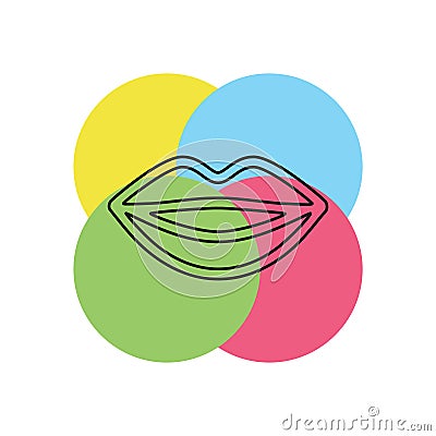 lips illustration - kiss icon Cartoon Illustration