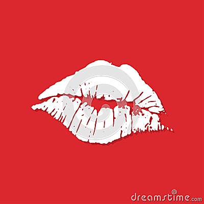 Lips imprint icon with shadow in a flat design. Vector illustration Vector Illustration