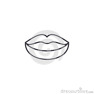 Lips linear icon concept. Lips line vector sign, symbol, illustration. Vector Illustration