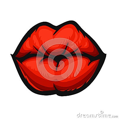 Lips,lip shape red women,kiss,mouth.Valentines day. Cartoon Illustration