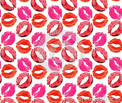 Lips , pattern watercolor Stock Photo