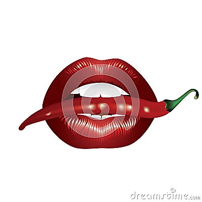 Lips and pepper. Vector Illustration