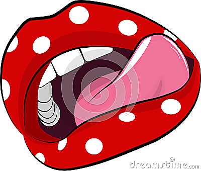 Lips - red with tongue, on an isolated white background Stock Photo