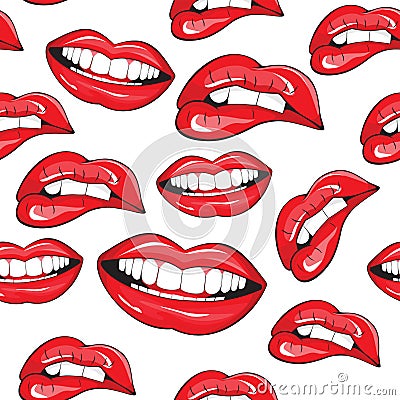 Lips seamless pattern Vector Illustration