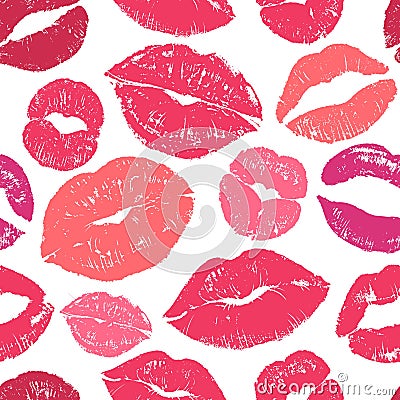 Lips seamless pattern. Colourful womans lips design for fashion cloth and wrapping paper, world kissing and valentines Vector Illustration